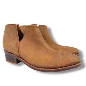 The Root Collective x Dressember Blythe Handmade Leather Chestnut Brown Bootie 6